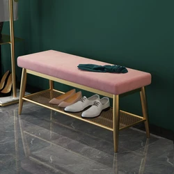 Reposapiés de terciopelo suave nórdico, taburetes otomanos para el hogar, muebles de sala de estar, silla de tocador, PUF, taburete largo