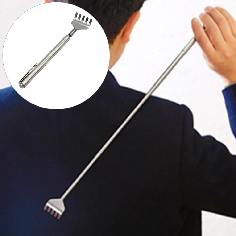 Scratcher stick telescopic handle stainless steel extendable back scratcher tool with pocket clip