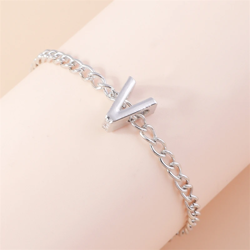 Modisches 26-englisches A-Z-Alphabet-Buchstaben-Armband mit Gliederkette, Namensarmbänder für Frauen, Mädchen, Freunde, Party, Urlaub, Schmuck, Geschenke – Detail 26