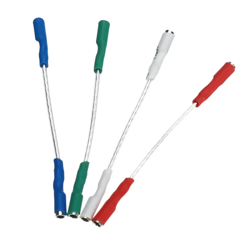 B37B-4Pcs/Lot 7N Silver Plated Turntable Phono Cartridge Headshell Wire Leads Cables For 1.2Mm-1.3Mm Pins
