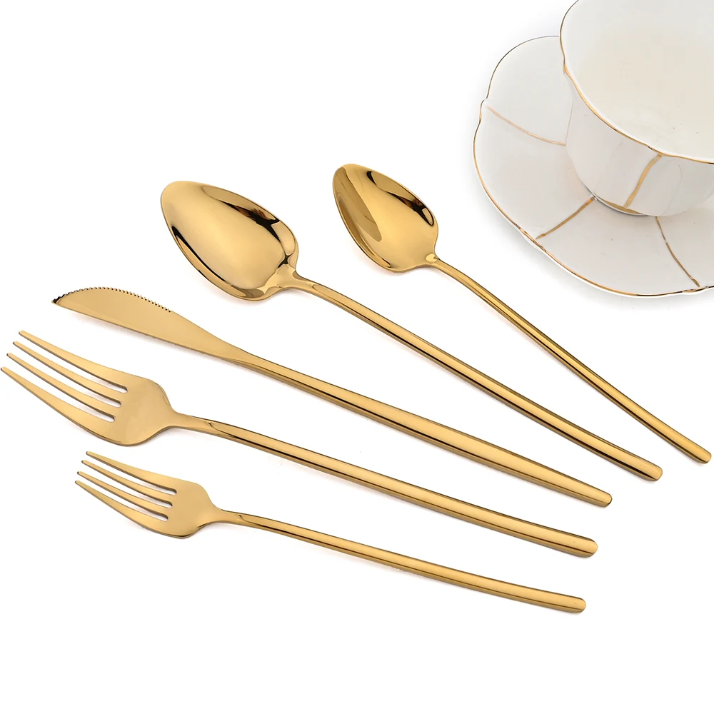 Cutlery Set Western Style Cutlery Set Picnic Cutlery Set Stainless Steel Cutlery Set Picnic Tableware Camping Cutlery Set Gold Cutlery Set 18/10 Stainless Steel Flatware Knife Fork Coffee Spoon Dinnerware Kitchen Tableware Mirror Western Silverware
