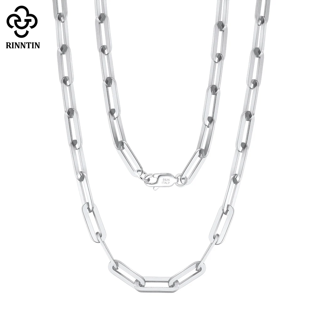 Rinntin 925 Sterling Silver spinacz łańcuszek na szyję moda 14K złoty Link Chain naszyjniki dla kobiet srebrny Dainty biżuteria SC39