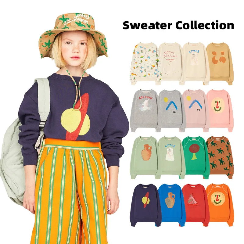 

Children's Sweater 2023 Autumn/Winter TAO Series European and American Style Boys and Girls' Printed Long Sleeve Plush Pullover