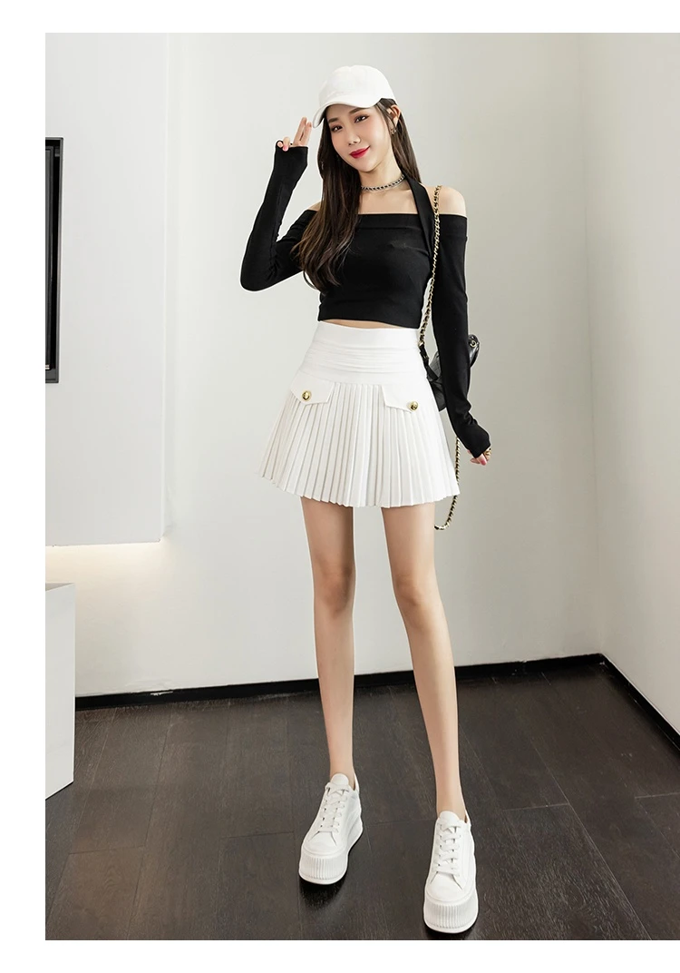 red skirt Preppy Style Cute High Waist Pleated Mini Skirt Women Spring Summer Fashion Button A-line Short Skirts Casual Ladies Petticoat slazenger skort