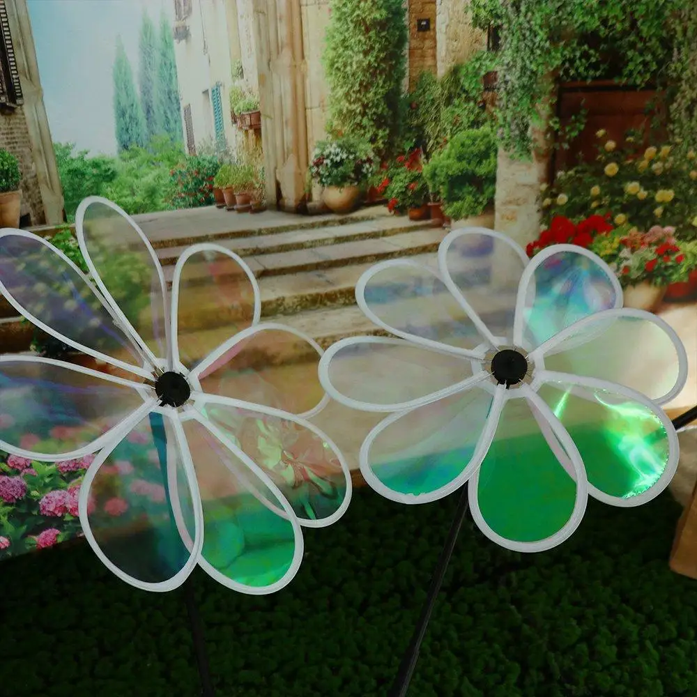 Windmill Toys Cute Multifunctional Kindergarten Eight Leaf Windmill Transparent Flower Color Film Windmill Toys Bird Repelling