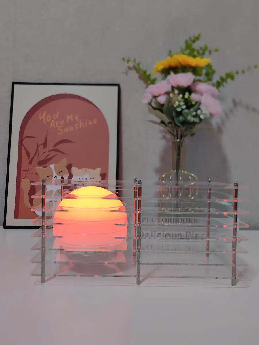 RGB 16 Colors DIY Lamp Desk Acrylic Moon Ambient Light Nordic Style Cordless Rechargeable Bedroom Lamp Indoor Decoration 30*15cm