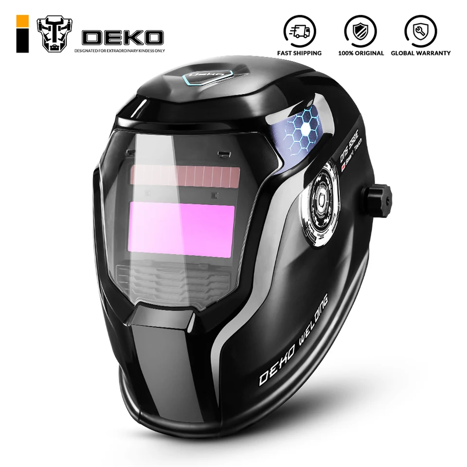 DEKO Welding Helmet Solar Powered Auto-Darkening Hood with