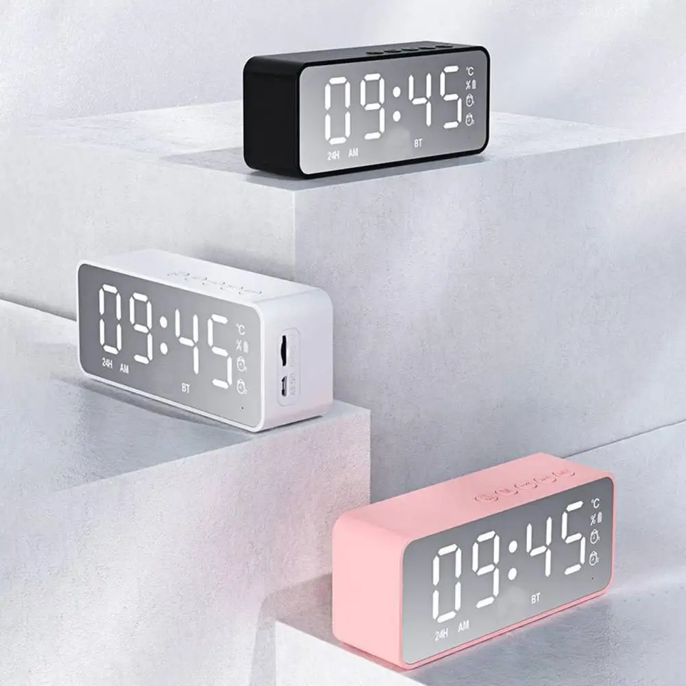 G50 Wireless Speaker Mini Mirror Surface Design Support TF Card 2-in-1 Practical Bluetooth-compatible Loudspeaker Alarm Clock