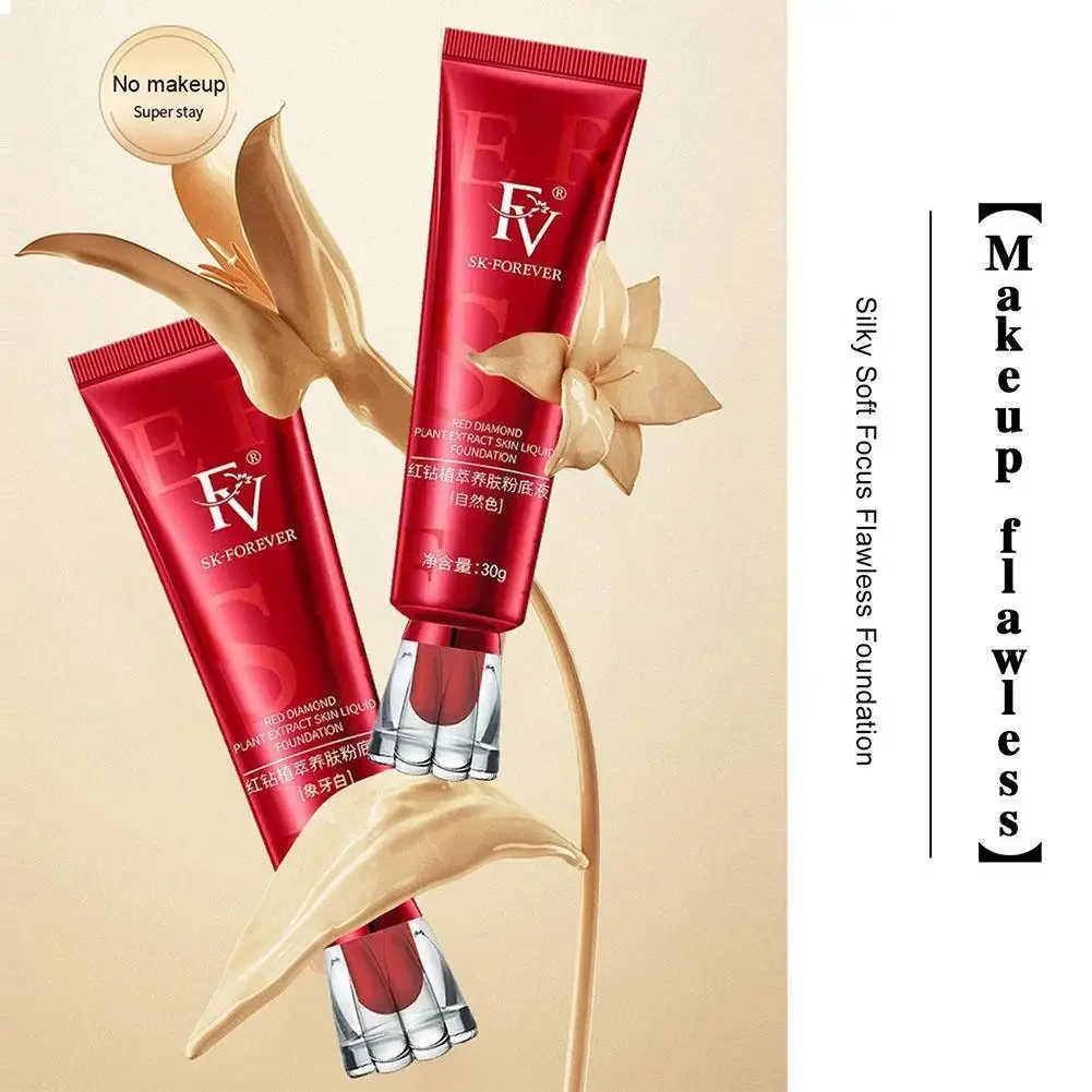 FV Foundation Liquid Ginseng Bird's Nest Polypeptide Concealer Skin Nourishing BB Cream Makeup Cosmetics Red