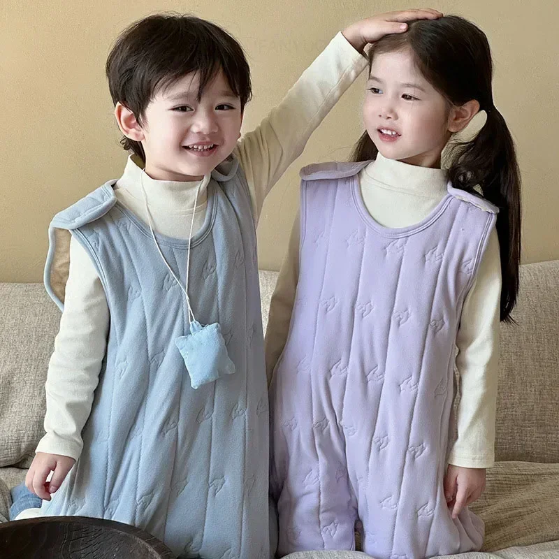 Baby Cotton Jumpsuit Autumn Winter Wool Silk Anti Kick Quilt Blanket Thicken Warm Boys Girls