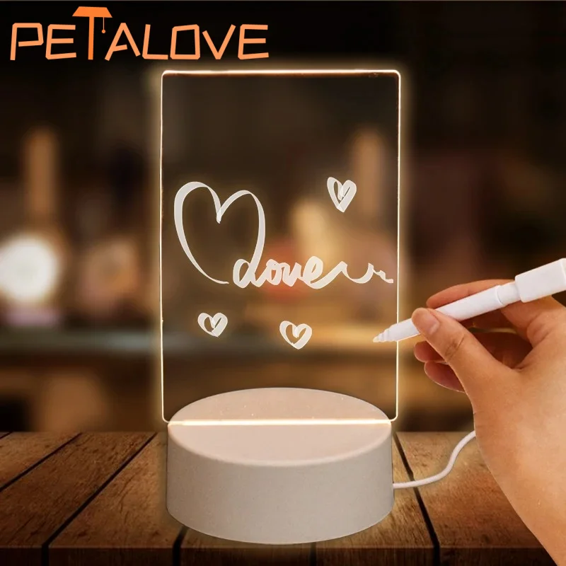LED Drawing Board Personalized LED Lamp Acrylic Message Note Board Erasable USB Children&lsquo;s Drawing Board Bedroom Night Light Birthday Kids Gift