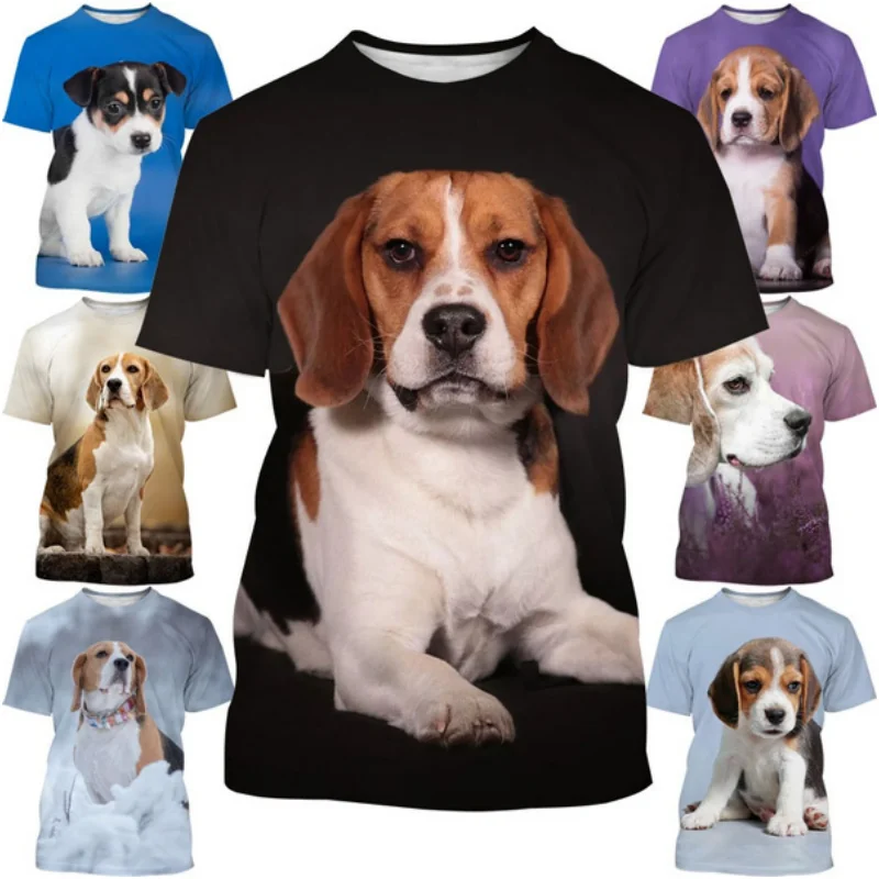 

2023Fashion Men's and Women's 3D Printing T-shirt Animal Dog Beagle Casual Short-sleeved Street T-shirt Top