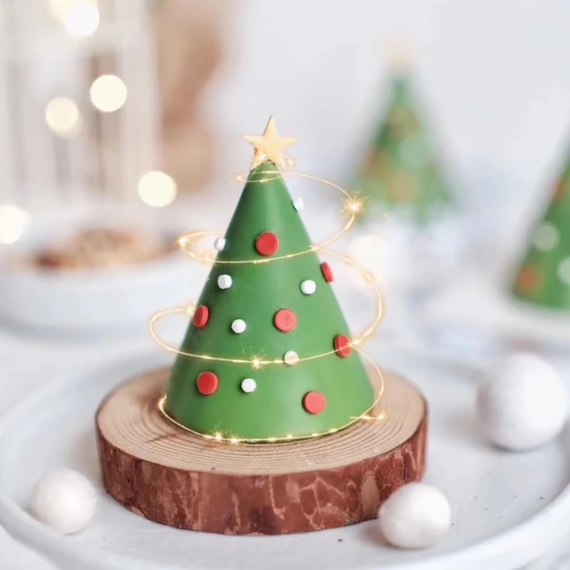 

Christmas 8 series conical Christmas Tree French mousse silicone mold DIY dessert cake baking candle mold