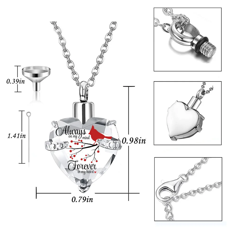 Epinki Collana Cremazione Cuore Acciaio Inox Argento Per Ceneri - Foto 9