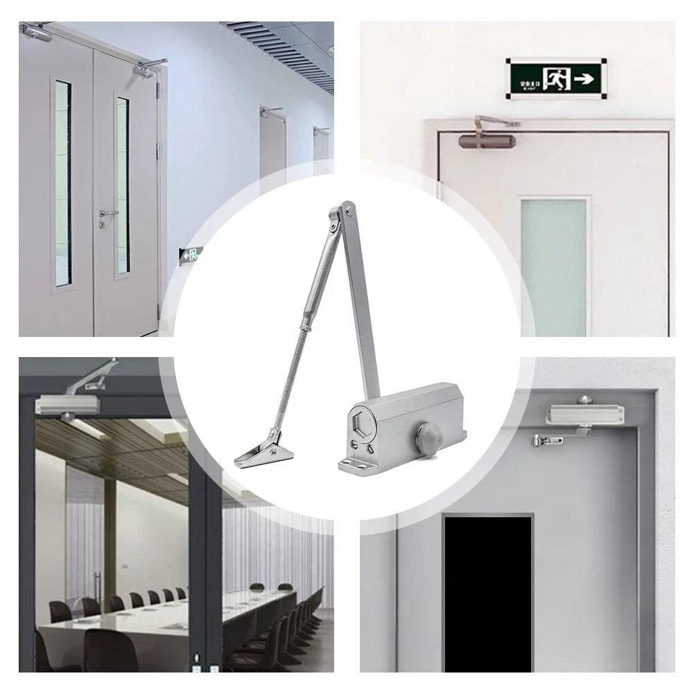 Automatic Door Closer Spring Hydraulic Buffer Metal Concealed Gate Closer Adjustable Door Stopper Speed Mute Closing 25 To 85KG