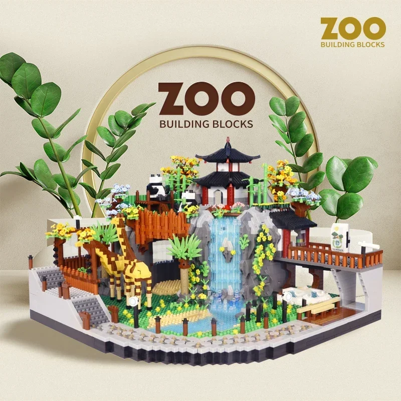 Zoo Building Blocks Desert Park Diamond Blocks Elephant Lion Zebra Animals Blocks Toys for Boys Adults Gift DIY Bricks Toys 2023