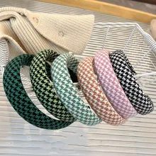 

Women Vintage Plaid Sponge Simple Hairbands Elegant Hair Decorate Headband Hair Hoops Sweet Headwear Fashion Hair Accessories