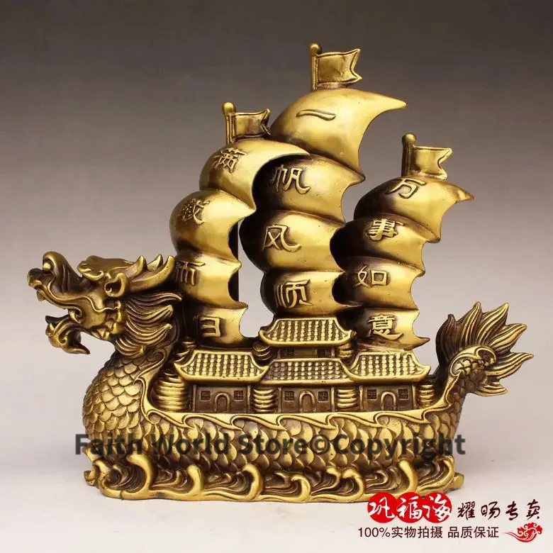 

home LIVING ROOM protective-efficacious Mascot Money Drawing lucky dragon bronze Brass statue sculpture Decoration