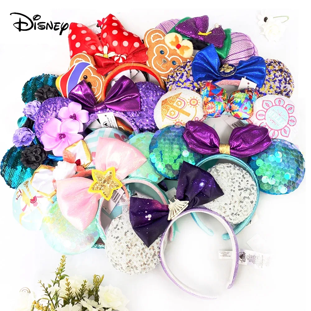 Cartoon Minnie Mouse Ear Headband Shanghai Disney Big Bows EARS COSTUME Headband Cosplay Plush Adult/Kids Headband Gift