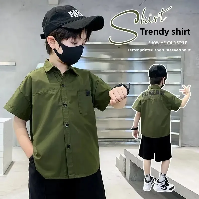 Children's Long Sleeve Shirt For Spring And Autumn Japanese Style Loose Fit Sensible Design Trendy Top For Boys