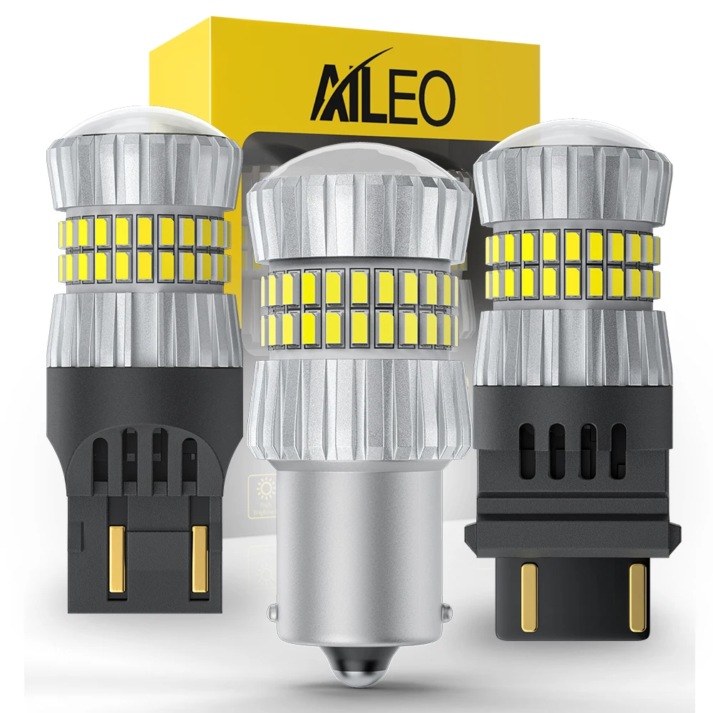

AILEO 2x BA15S P21W LED 1157 W21W 7443 W21/5W 3156 Brake Lamp Signal Lamp Reversing Lights With Lens 6000K White 5014SMD 12V