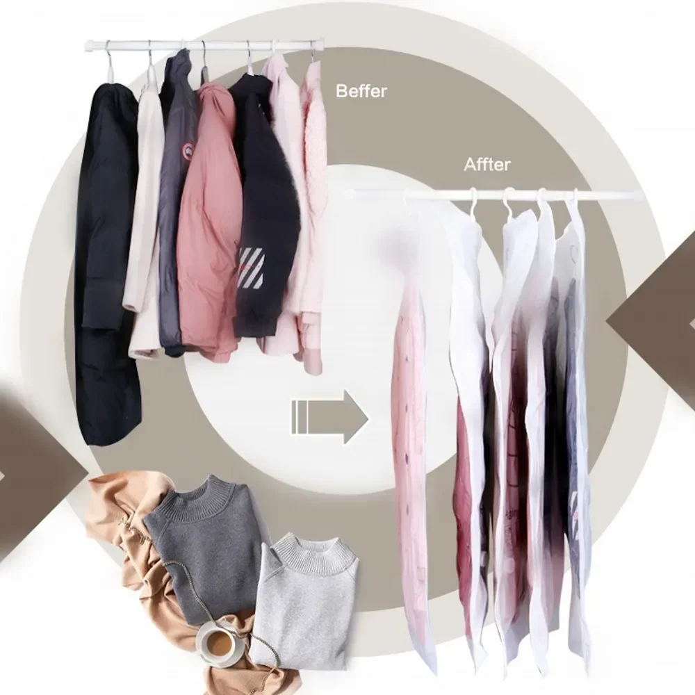 Hanging Vacuum Storage Bags,  Hanging Space Saver Bags, Hanging Storage Bags for Clothes, Vacuum Sealed for Suits, Dress, Jacket 2