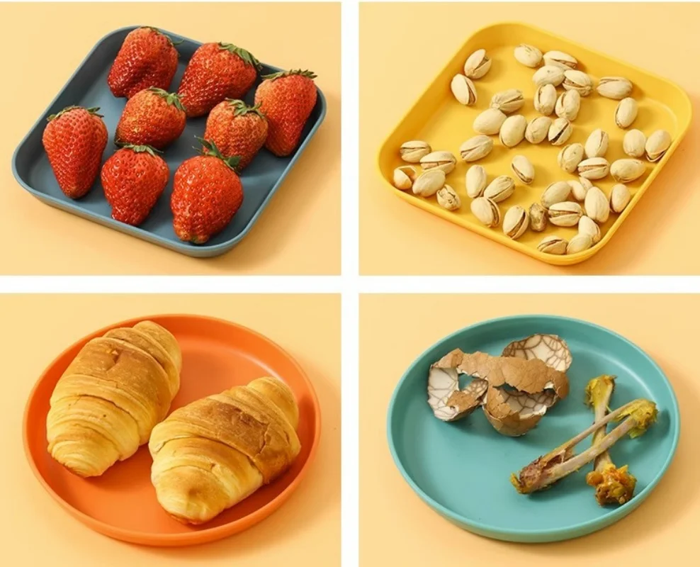 Dessert Plate Pure Plastic Square Snack Straw Bowl Sauce Seasoning Dish Degradable Eco-Friendly Tableware Home Table GarbageDish