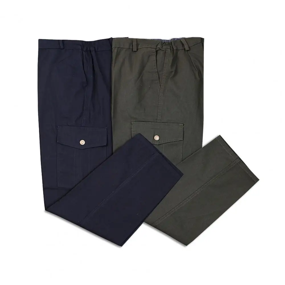 

Брюки-карго мужские прямые однотонные, штаны со средней посадкой, с эластичным поясом, большие карманы, рабочая уличная одежда