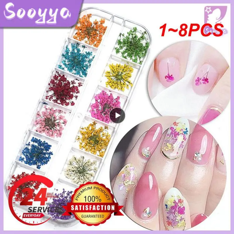 

1~8PCS Flower Nail Art Decoration Real Mini Dried Blossom Stickers Natural Floral Charms Designs Manicure Nails