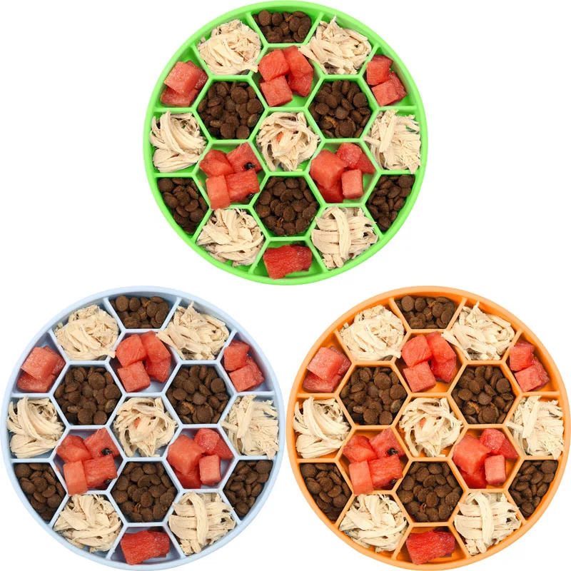 

Pet Silicon Slow Bowl Dog Cat Food Plate Feeder Dispenser Treat Dispensing Anti Choking Puppy Kitten Eating Anti-Gulping Dishes