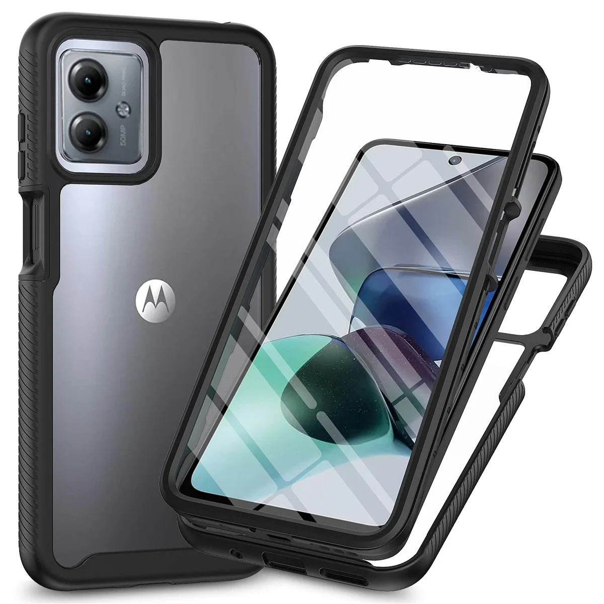 Enhanced Crystal Shockproof Cover with PET Screen Film - Hybrid TPU/PC Case, 360-Degree Full Coverage