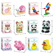 

6 Cute Little Animals Panda Snail Squirrel Pig Bird Duckling Model DIY Educational Toy Building Block Children's Christmas Gift