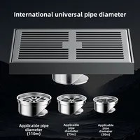 ท่อระบายน้ําพื้นสแตนเลสป้องกันกลิ่น 304, เส้นผ่านศูนย์กลางที่เพิ่มขึ้นและการเคลื่อนที่ขนาดใหญ่, บนหลังคาและลานภายในและกลางแจ้ง 4