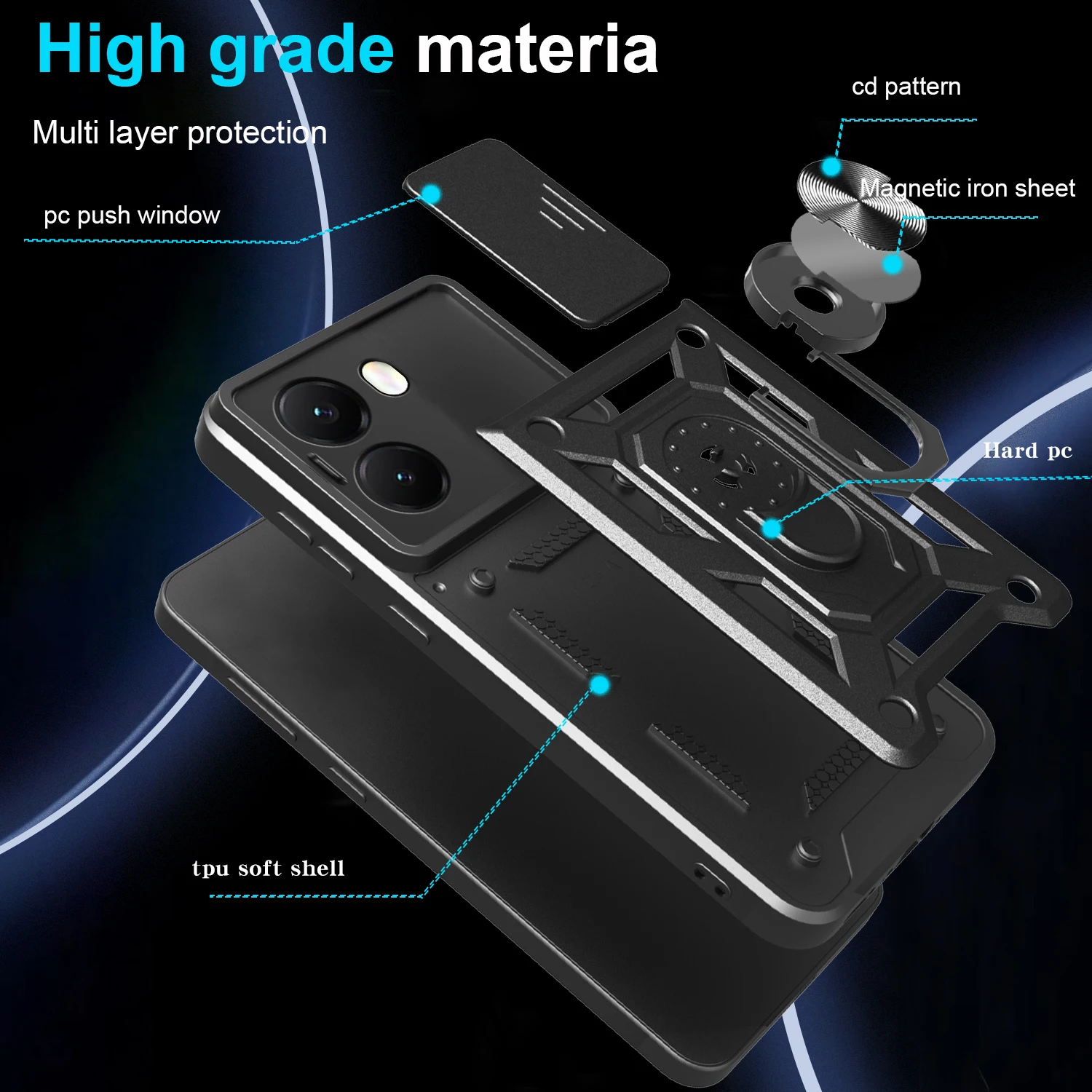 Heavy Duty Shockproof Armor Phone Case with Stand - Durable Protection Coque s