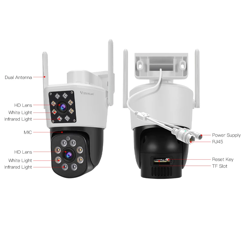 VStarcam Outdoor Wifi Camera 4MP HD Dual Lens Dual-Screens PTZ Camera Auto Tracking Waterproof Security Video Surveillance images - 6