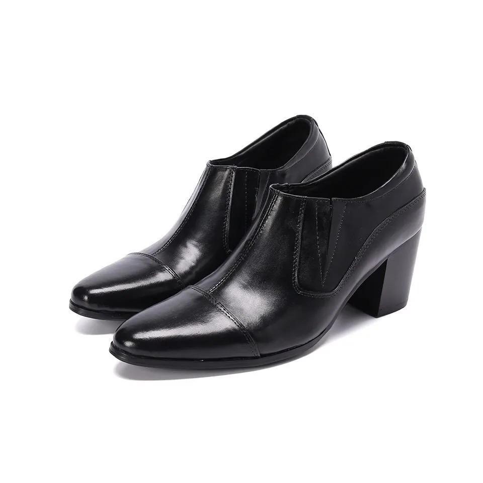 New Fashion Men Pointed Dress Boots Height Increasing Shoes Men's High heels  Party Luxury goods Banquet