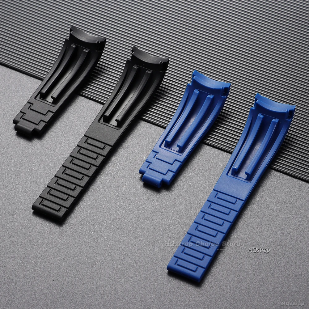 Waterproof Silicone Sport Watch Strap with Curved Ends and Folding Buckle