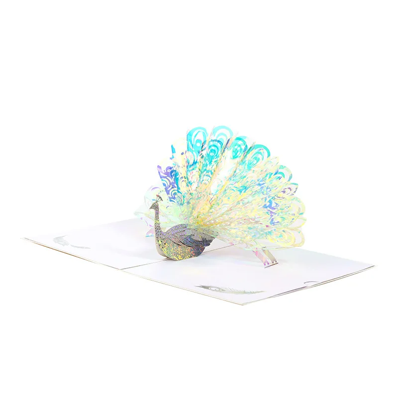 3D Peacock Birthday Christmas Card Pop-up Greeting Cards Postcard Party Wedding Invitation Decorations Creative Girl Gift