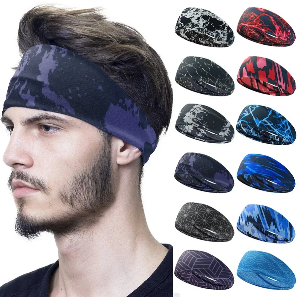 Printed Sport Hairband Fitness Yoga Headband Men Women Sports Non Slip Breathable Athletic Headband Elastic Sweat Absorbing