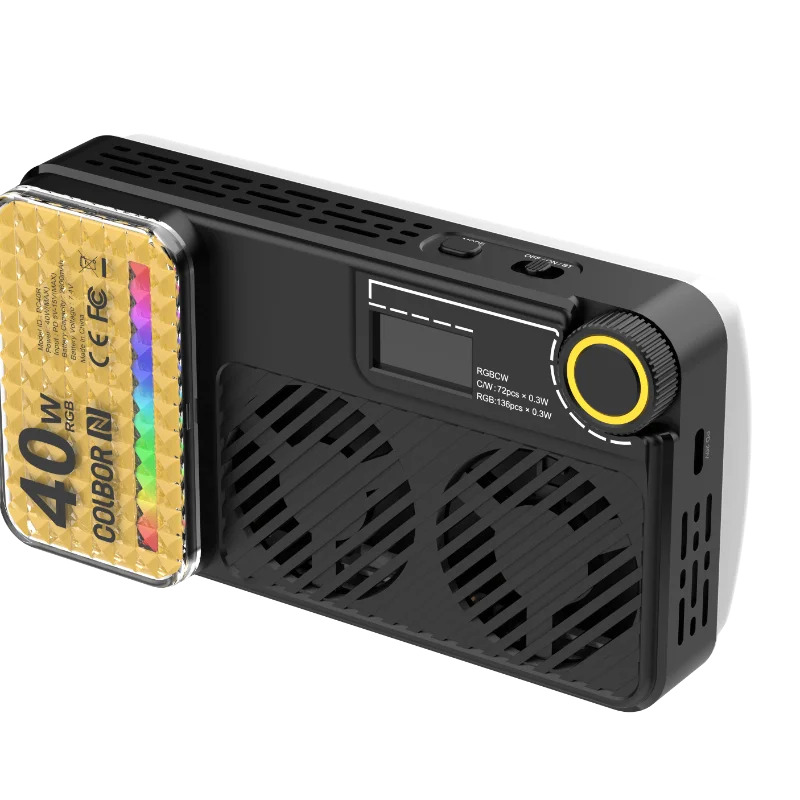 COLBOR W40R RGB 라이트 40W 비디오 및 사진 촬영용 휴대용 RGB LED 라이트 패널