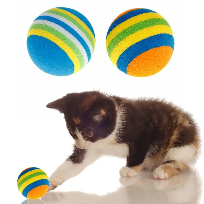 10Pcs Colorful Cat Toy Ball Interactive Cat Toys Play Chewing Rattle Scratch Natural Foam Ball Training Pet Supplies