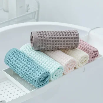 1PC 34*34cm Adults Plaid Soft Cotton Face Towels Hand Towel Face Care Bathroom Tools Solid Color Sport Waffle Hair Towel