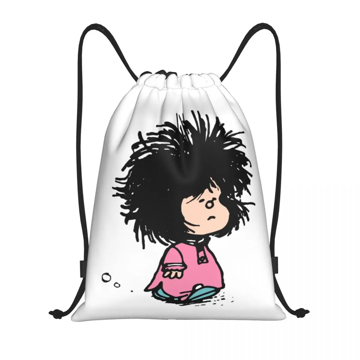 

Рюкзак Humor манга Mafalda на шнурке для мужчин и женщин, спортивный рюкзак для спортзала, складной рюкзак Quino, Аргентина, сумка для покупок с персонажем из мультфильма Sack