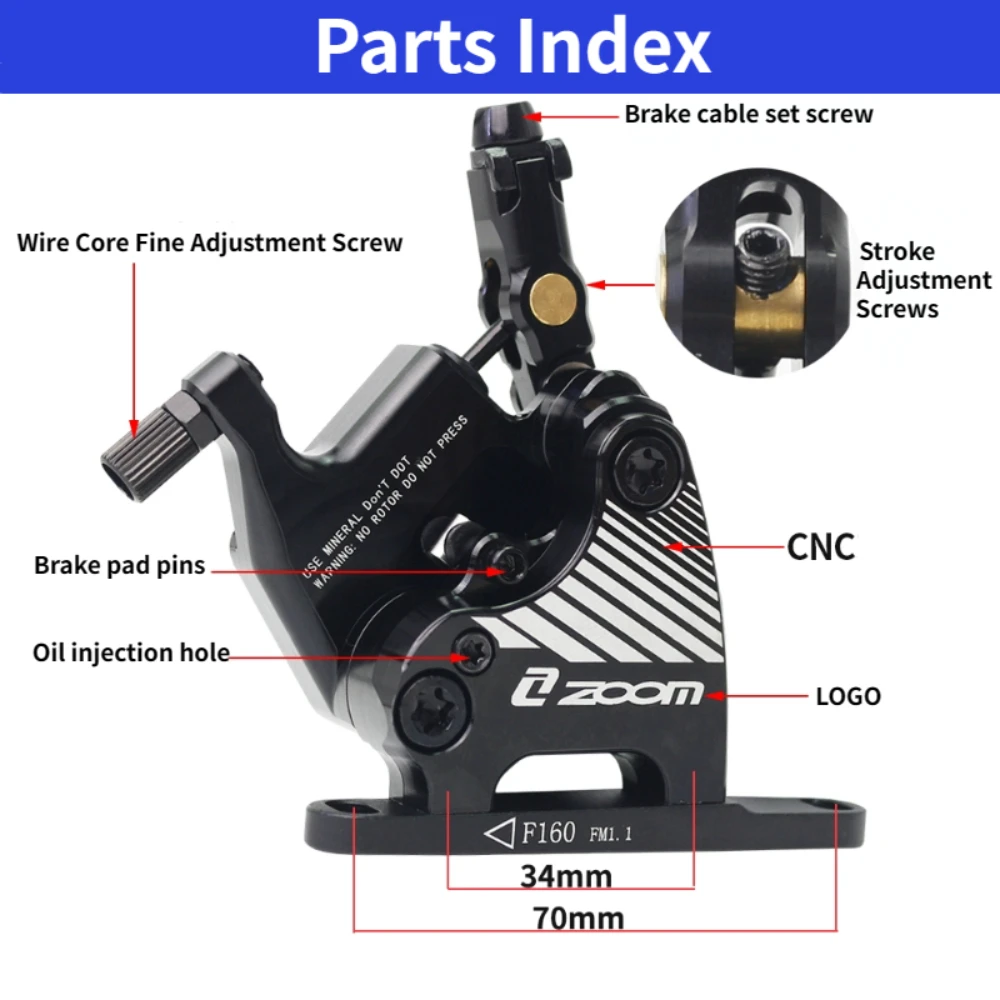 Zoom HB-110-アルミニウム合金製ロードバイク用ディスクブレーキ