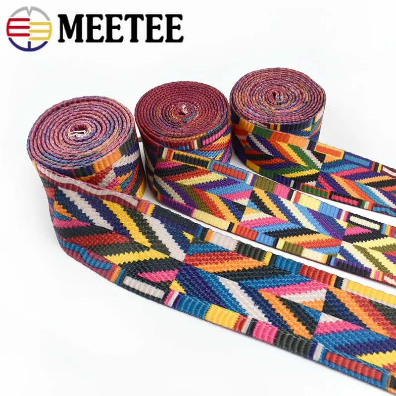 5/10Meters 32/38/50mm Jacquard Webbing Tapes Backpack Strap Label Ribbons For Home Textile Garment DIY Sewing Accessories