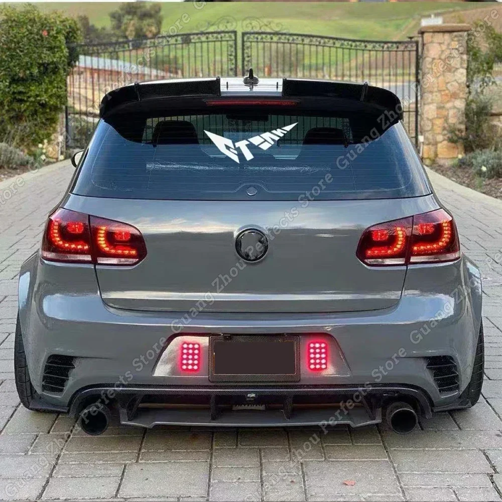 For Volkswagen Golf 6 MK6 GTI R20 Gloss Black AK Style ABS Car Rear Trunk Roof Lip Spoiler Wing Exterior Body Kits Tuning