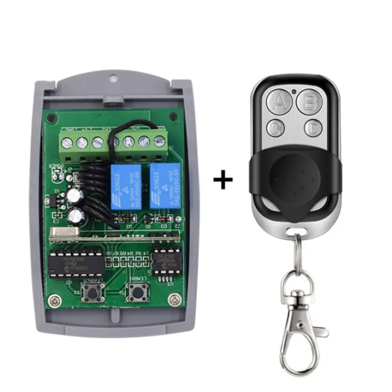 Universal remote control receiver for garage door, 2 channels, for NOVA ERREKA ACM DEA DITEC 433MHz, fixed rolling code