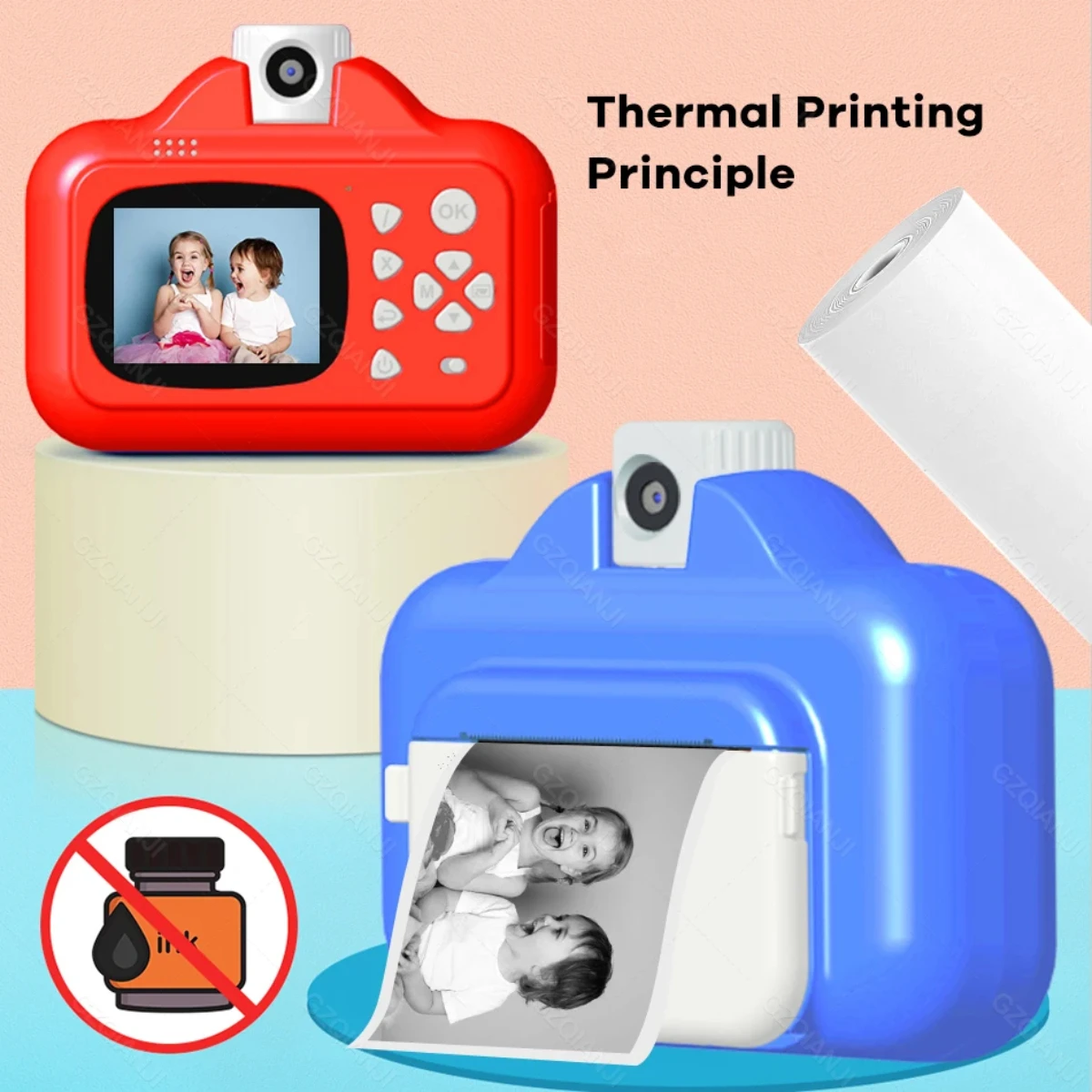 Kids Instant Camera Refill Print Paper 3Rolls Coreless Thermal Print For 53mm/57mm Portable Mobile Receipt Photo Printer