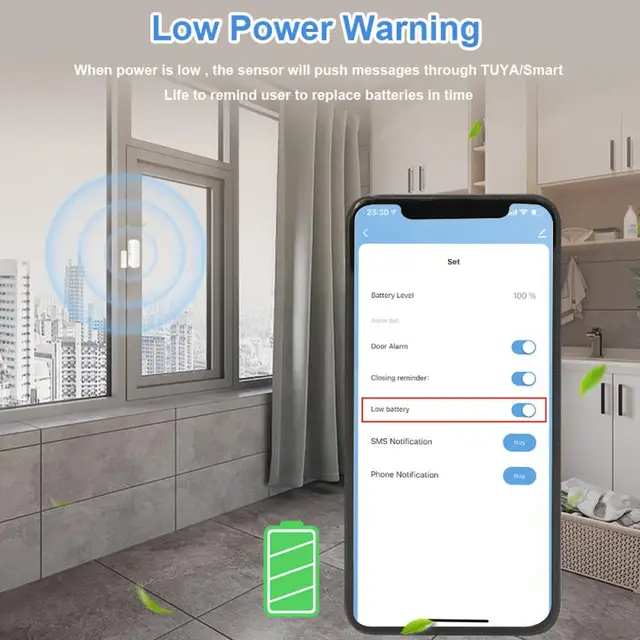 Tuya Zigbee Smart Door Sensor Detectors Security Protection Smart Life APP Control Via Alexa Google Home  APP Control 5