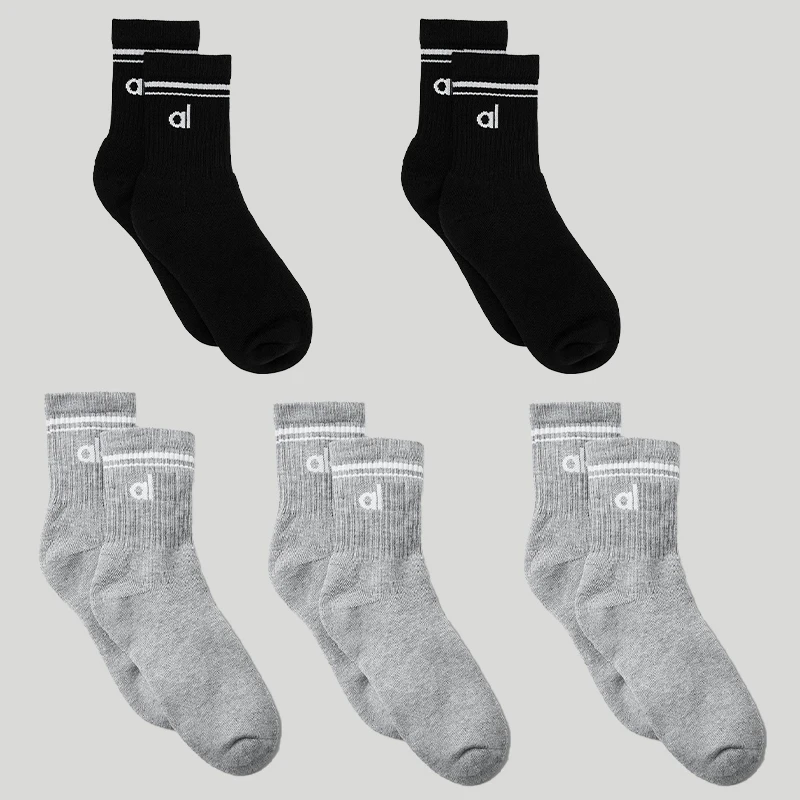 AL YOGA Women Cotton Socks Vintage Mid Length Socks Yoga Pilates Fitness Sports Trendy Sock Women's Yoga Mid Length Socks